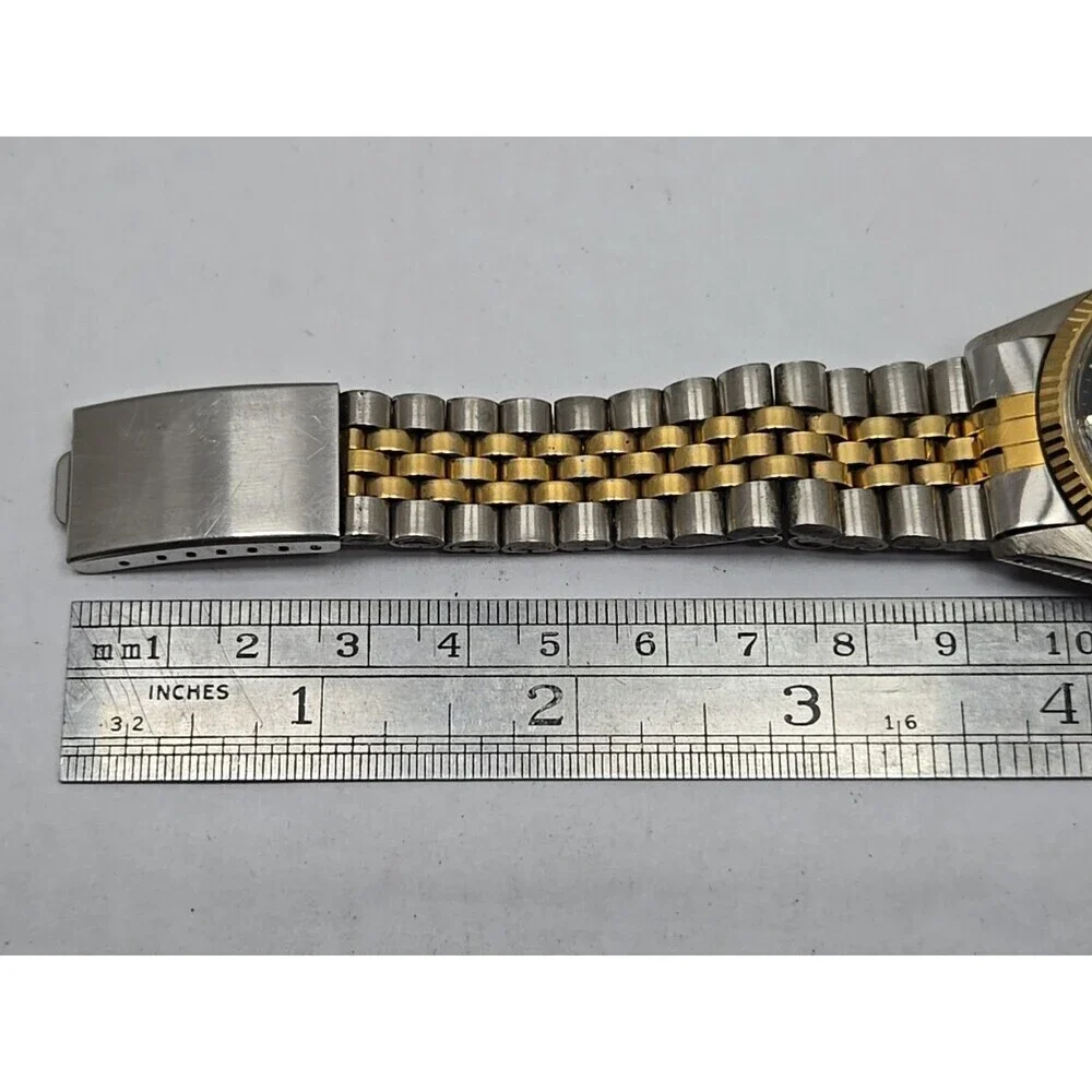 Dufonte Lucien Piccard Two Tone Quartz Watch Date Fluted Bezel Mens New Battery